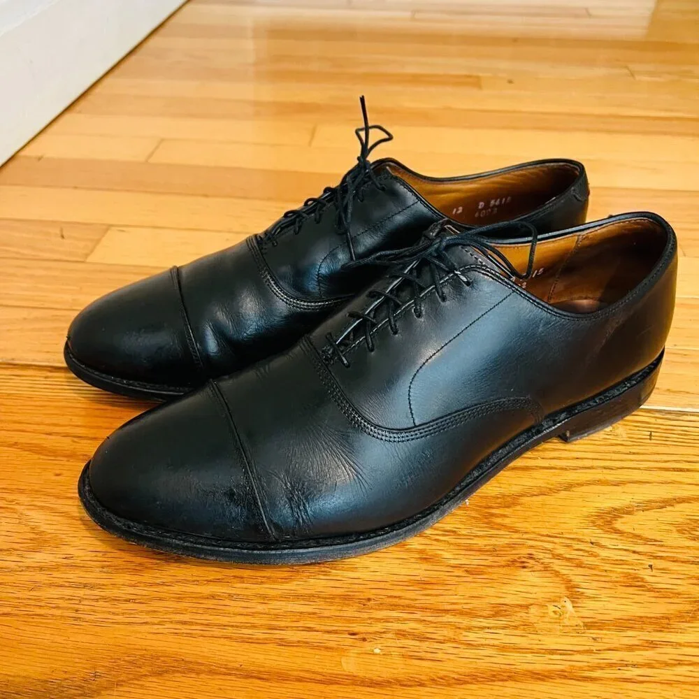 Allen Edmonds Park Avenue Cap Toe Black Lace-Up Oxfords Size 12 D